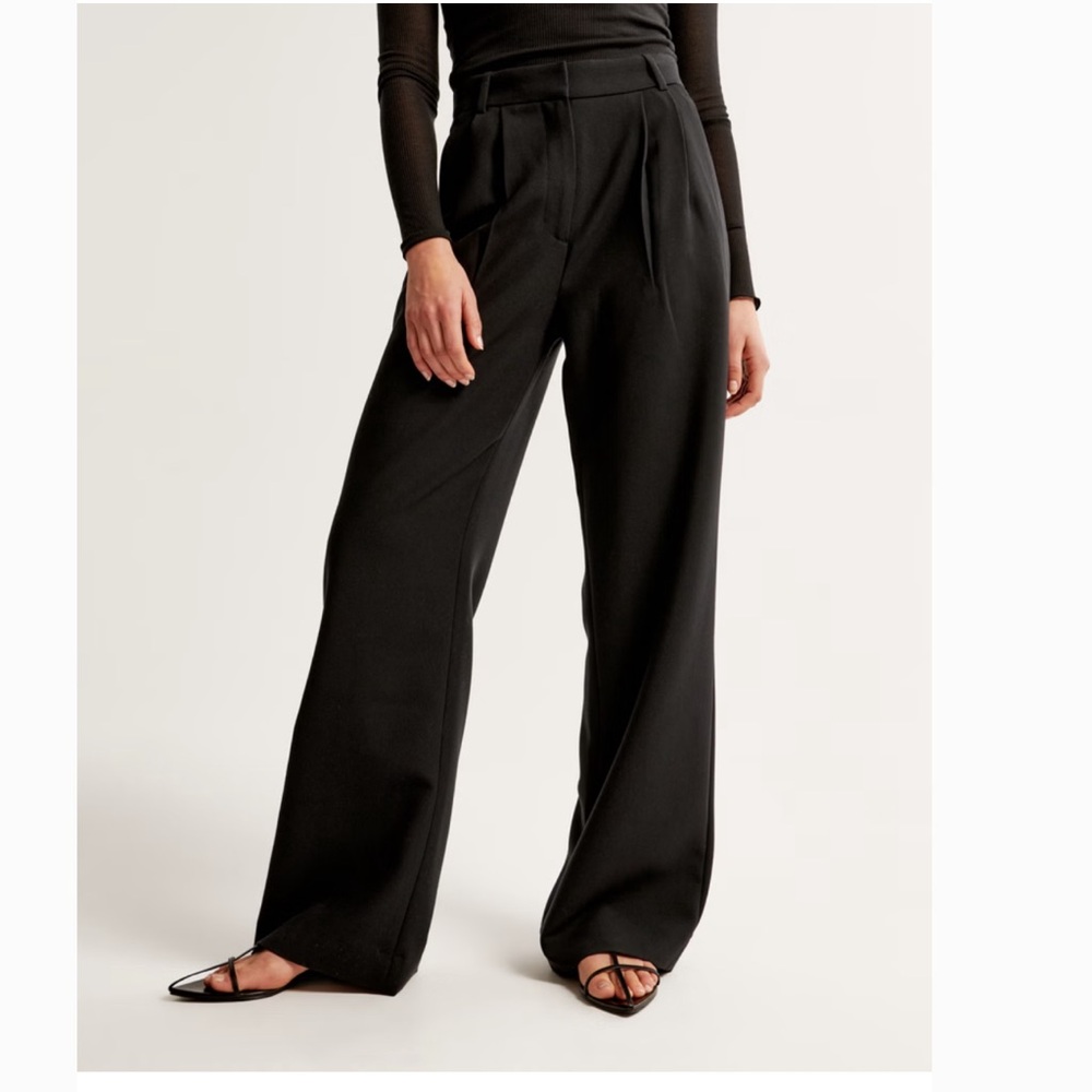 Abercrombie & Fitch Black Wide-Leg Trousers
